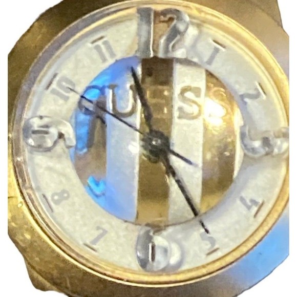 Guess women’s bubble watch with stripes and light brown leather band - Picture 8 of 12